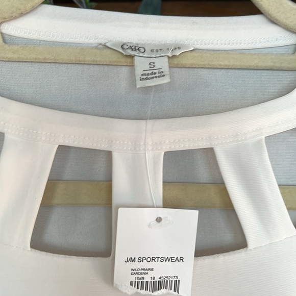 CATO Solid Cream Color Cutout Neckline Short Sleeve Dress Top, Size Small, NWT. - Picture 3 of 8
